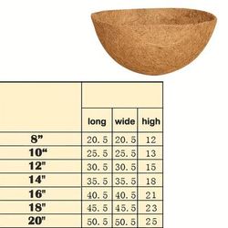 "TEMU 8" Round Hanging Basket Liners Moulded Coconut Fibre"