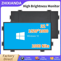 Zhixianda-Moniteur industriel à cadre ouvert écran tactile écran LCD puzzles HDMI VGA BNC AV USB 32 pouces 1000 Nits 1920x1080