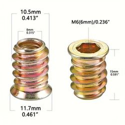 TEMU 50pcs M6 Wood Screws With Insert Nuts - Durable -plated Wood Screws With Hex Socket Driver For Wooden Furniture Assembly