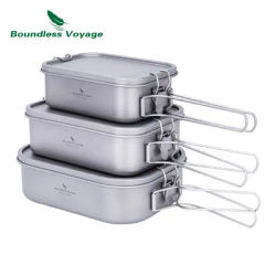 Boundless Voyage Titanium Bento with Lid & Handle Outdoor Camping Cookware Leak Proof Lunch Box Container Ti2081C-83C