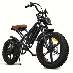 "TEMU Electric Bike For Adults, 20" Fat Tire Ebike, 250w Brushless Motor, 15mph , Long-lasting 48v 14ah Removable Battery, Suit For Outdoor Sports Camping And Commuting Electric Bicycle"