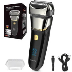 Electric Razor for Men, Wet & Dry Foil Shaver with 3-Blade & Edge Shaving Area, 7500 RPM High Speed Motor, Digital Power Display