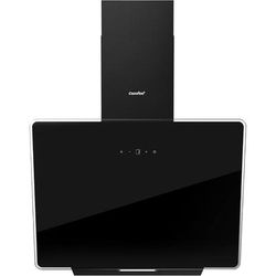 TEMU Comfee' Angj64b-60 60cm Angled Black Tempered Glass Cooker Hood - Touch Screen Control, Led Lighting, Dual Recirculating & Ducting System, Wall - Mounted Extractor Fan, Energy