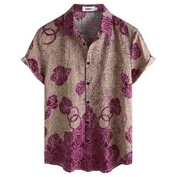 Retrò Vintage Boho Anni '70 Camicia Camicie hawaiane Hippie Floreale Costume Per uomo Halloween Carnevale Festival Musicale Vacanza al Mare Festa a tema retrò Adulti Camicia
