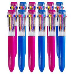 TEMU Sol 12pk 10 In 1 Multi Coloured Pens All In 1 - Multicoloured Pen With 10 Vivid Ink Colours - Retractable Multi Colour Pen School Pens For School Gift - Switchable Multi Pen Multicolour Pen