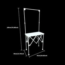 TEMU 1pc Portable Folding Table - White, Expandable Snack Display & Sample Stand For Supermarkets And Outdoor Events