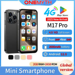 New ONEMYTH M17 Pro Mini Smartphone 4G Dual SIM 4.0'' HD Full Screen 2000mAh 2GB+16GB 3GB+64GB Android 12 Play Store Small Size