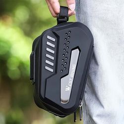 TEMU 1 2.7l Large Capacity Black Hard Shell Bicycle Tail Bag - Tpu & Oxford Fabric, Quick-release Bag With Adjustable Bracket For Mtb & Road Bikes
