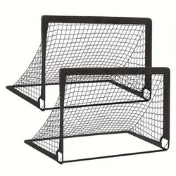 TEMU 2pcs Portable Soccer Goal Nets - Fiberglass, Indoor & Outdoor Pop-up Set For Backyard Play