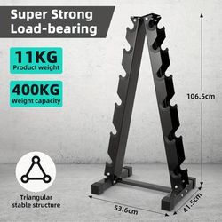 TEMU 1pc Papasbox Dumbbell Rack - Space-saving 3/5/6-tier Adjustable Shelves, Heavy-duty Stainless Steel Black Weight Holder For Home Gym, Durable &