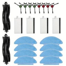 TEMU 22 Pack Replacement Parts For Tikom L8000 Robot Vacuum, Lubluelu Sl60d Sg60, Q6 Se Honiture Q6 Se Laresar L6 Nex Accessory Kit, 2 Main Brushes 4 Hepa Filters 8 Mop Pads 8 Side Brushes