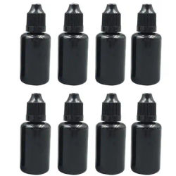 5pcs 5-20ml Black Plastic Bottle Empty Refillable Squeezable Eye Dropper Bottles with Screw Caps for Cosmetic Essential Oil