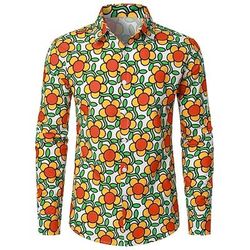 Retrò Vintage Boho Anni '70 Camicia Hippie Floreale Costume Per uomo Halloween Carnevale Festival Musicale Festa a tema retrò Adulti Camicia