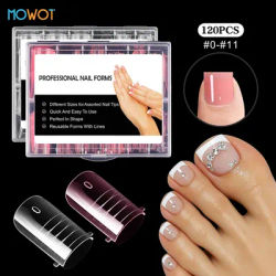 MOWOT nouveau 120 pièces orteil ongles double formes couverture complète construction rapide Gel moule ongle acrylique Extension d'ongle formes supérieures outils de manucure