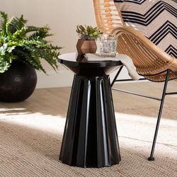 Ulmer Metal Scalloped Side Table, Black by Baxton Studio in Black (Size ONE SIZE)