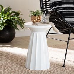 Ulmer Metal Scalloped Side Table, Black by Baxton Studio in White (Size ONE SIZE)