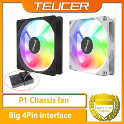 TEUCER P1 Chassis Fan 12cm Color Light 12V Computer Cooling Black White Big 4Pin