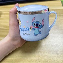 TEMU 1pc Stitch Cartoon Insulated Travel Mug With Lid - 9.12oz, Leak-proof, Vacuum Cup For Beverages, Picnics, Breakfast, And Holiday Gifts, Holiday Gift Mug | Mug Design | Leakproof Lid, Travel Mug