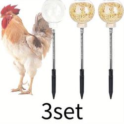 TEMU 3/set Plastic Chicken Pecking Toy With Hanging Slow Feeder, Can Hold Dry Food, Dried Vegetables And Grains, Suitable For Poultry, Ducks, Birds, Parrots, Cats, Squirrels - Interactive Animal Toys