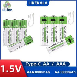 LIKEKALA Li-ion AAA and AA Rechargeable Battery Type-C Lithium-ion 3800mAh 1.5V AA +3000mAh 1.5V AAA Battery with Charging Case