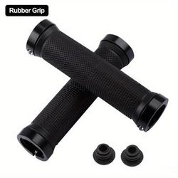 TEMU Mtb Alloy Lock Bilateral Lock Handlebar Grips - Anti-slip Rubber Sleeve For Bicycle, Black With Colorful End Caps, Accessories, Bicycle Grip Upgrade|ergonomic Grip Design|silicone Material