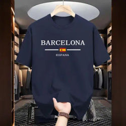 Barcelone imprimé T-shirts pour hommes de haute qualité 100% coton col rond manches courtes hauts maison extérieure décontracté doux T-shirts vêtements pour hommes