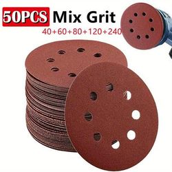 "TEMU 50x 125mm- 5" Sanding Discs 40 60 80 120 240 Mixed Grit Orbital Sander 8 Holes"