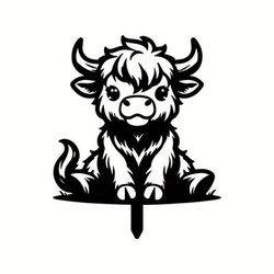 TEMU Highland Cow Garden Stake - Rustic Metal Yard Art, Durable Cartoon Animal Decoration, Lawn Ornament For Outdoor Spaces, Ideal Father's Day Gift, Cow Deco