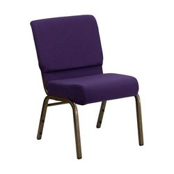 MoTak M221 Stackable Extra Wide Church Chair - Gold Steel Frame w/ Royal Purple Fabric Back & Seat