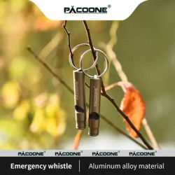 Flat Aluminum Alloy Dual Frequency Survival Whistle Double Tube Outdoor Survival Survival Whistle Equipment Equipped EDC Tool