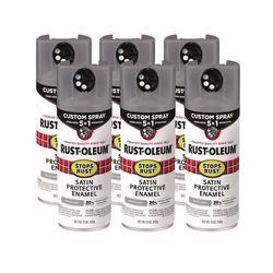 Rust-Oleum Stops Rust 5-in-1 Spray Paint, Satin Coastal Gray, 12 oz Aerosol Can, 6/Carton (RST376872)