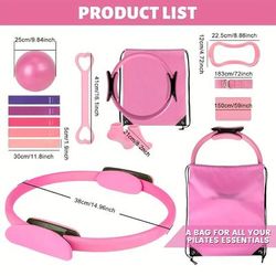 TEMU 13pcs Women's Pilates Ring Essential Kit, Home Exercise Equipment Set Ball, Resistance Bands, Yoga Ring, Beginner Pilates Set