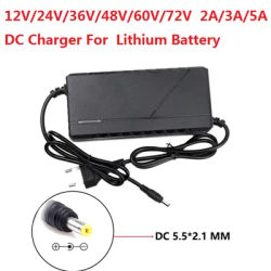12V 24V 36V 48V 60V 72V Charger 2A 3A 5A Lithium Battery Pack 42 54.6 67.2 84V DC EU Smart Intelligent Fast Charging Charge