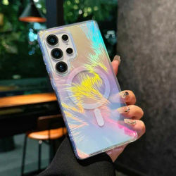 For Magsafe Dazzling Laser Aurora Phone Case For Samsung S25 Edge S24 Ultra S23 Plus FE Wireless