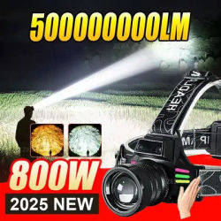 Super Bright Headlamp Most Powerful Long Range Head Flashlight Sensor High Power Headlight With Yellow Light Fishing Head Torch