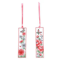 Marque-page "fleurs et papillon", lot de 2