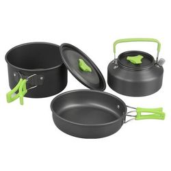 TEMU Portable Camping Cookware Set - Lightweight Aluminum Pots And Pans For Outdoor Hiking, Picnic, And Bbq - Includes Tableware And Kitchen Essentials