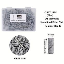 TEMU 100pcs Tfscloin Mini Nail Sanding Bands, 3mm With Kit For Electric Nail Drill - Dead Skin & Removal, Polishing Tools For , Nail Drill Bit