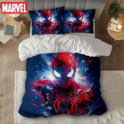 TEMU 3pcs Spiderman Bedding Set Featuring 1 Duvet Cover And 2 Pillowcases, Providing A Soft And Cozy Bedding Option For Bedrooms, Guest Rooms, And Dorm Decor.