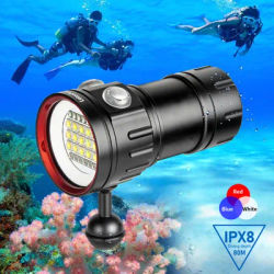 LetonPower B15 Dive Light Underwater Flashlight 8000Lumens Underwater Video Lights 120m Scuba Dive Light Diving Flashlight