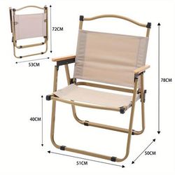 TEMU Outdoor Foldable Bed Leisure Portable Outdoor Camping Fishing Folding Bed Aluminum Alloy Frame, Khaki/ Black