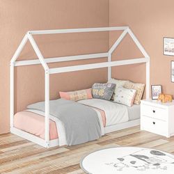 TEMU Single Bed Frame, House Scandinavian Style Wooden Bed Frame For 90w X 190dcm Mattress, Bed Base