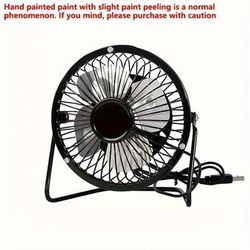TEMU 1pc Mini Usb Desktop Fan With Metal Mesh Cover, 360 ° Adjustable Stand - Suitable For Cooling Fans Used In Homes, Cars, Offices, Camping Or Travel