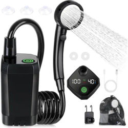 Portable Shower for Camping, Spopal 6000mAh Rechargeable Camping Shower with Intelligent LED Display for Hiking, Travel, Car