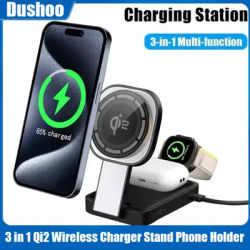 Chargeur sans fil magnétique 3 en 1, Station de charge pliable QI2 pour Magsafe iPhone 16 15 14 13 12 iWatch 9 8 7 AirPods 3 2 Pro *