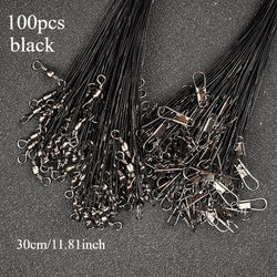 TEMU Avlcoaky 100pcs Stainless Steel Fishing Leader Line Wire With Swivels And Snaps