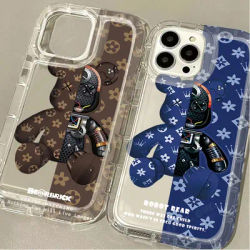 Senior Fashion Robot Bear Clear Case For iPhone 16 15 14 13 12 11 Pro Max XS X XR 8 7 Plus SE 2020