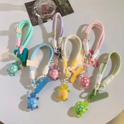 Braided Mobile Phone Lanyard Strap Universal Cartoon Turtle Hanging Chain Ring Cord with Patch Wrist Strap Cell Phone Detachable