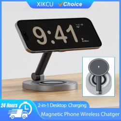 Station de charge rapide de bureau 2 en 1, Chatger magnétique sans fil pour téléphone Magsafe iPhone 12-16 Apple Watch 10-2 AirPods Pro