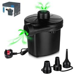 TEMU Electric Air Pump For Inflatables – Portable Quick-fill Mini Air Pump With 3 Nozzles – Ideal Inflator/deflator For Air Beds, Air Mattresses, Paddling Pools, Floats & Blow Up Toys
